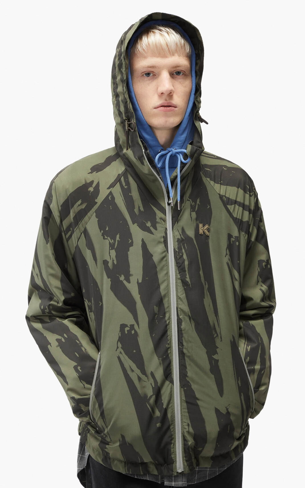 Kenzo Pleat Camo Moška Vetrovka Svetlo Siva SI-5379533